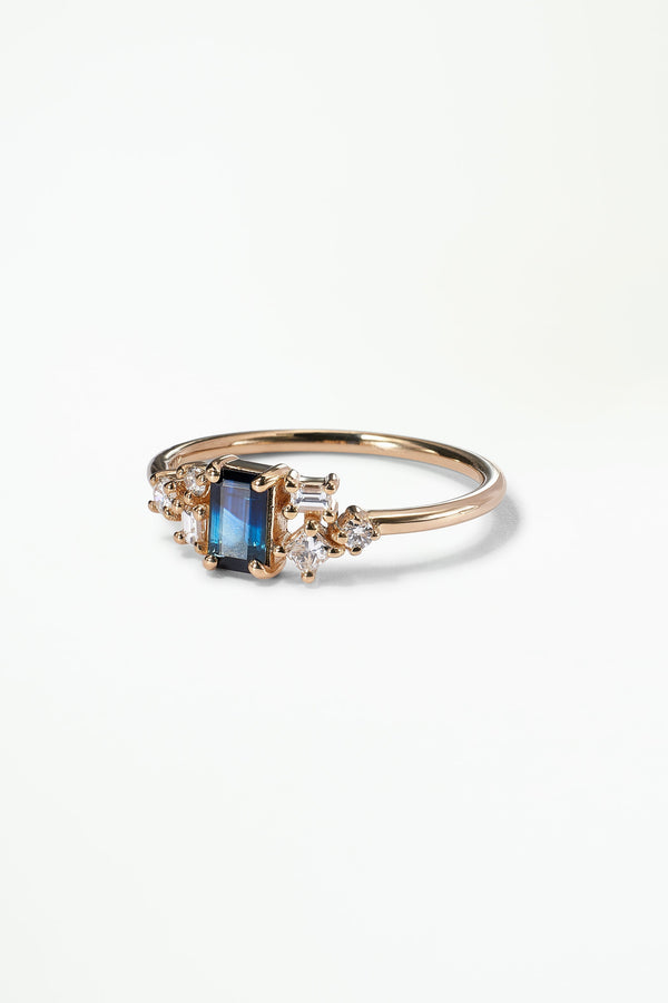 Emerald Cut Sapphire and Diamond Mosaic Ring No. 38