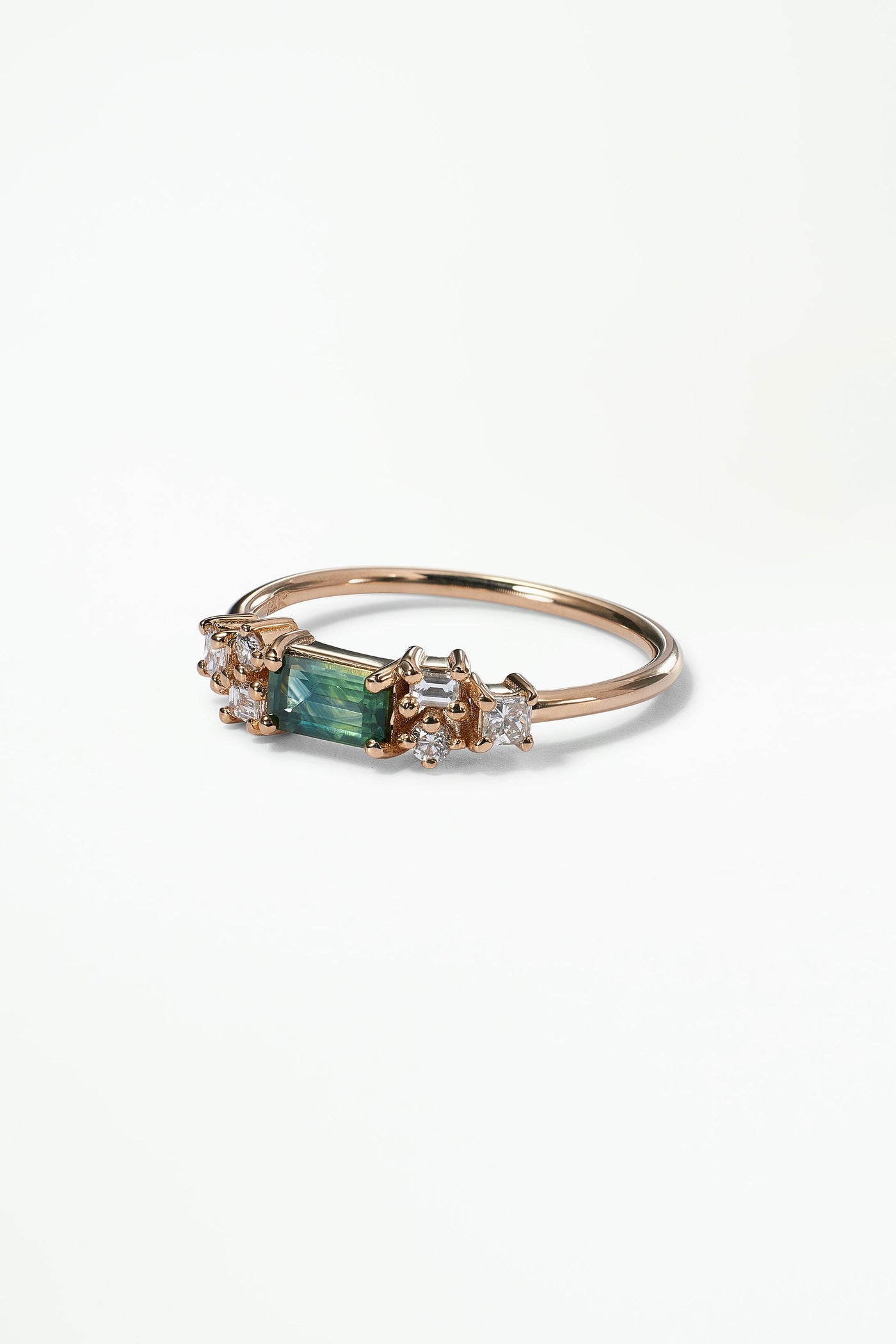 Emerald Cut Sapphire and Diamond Mosaic Ring No. 39