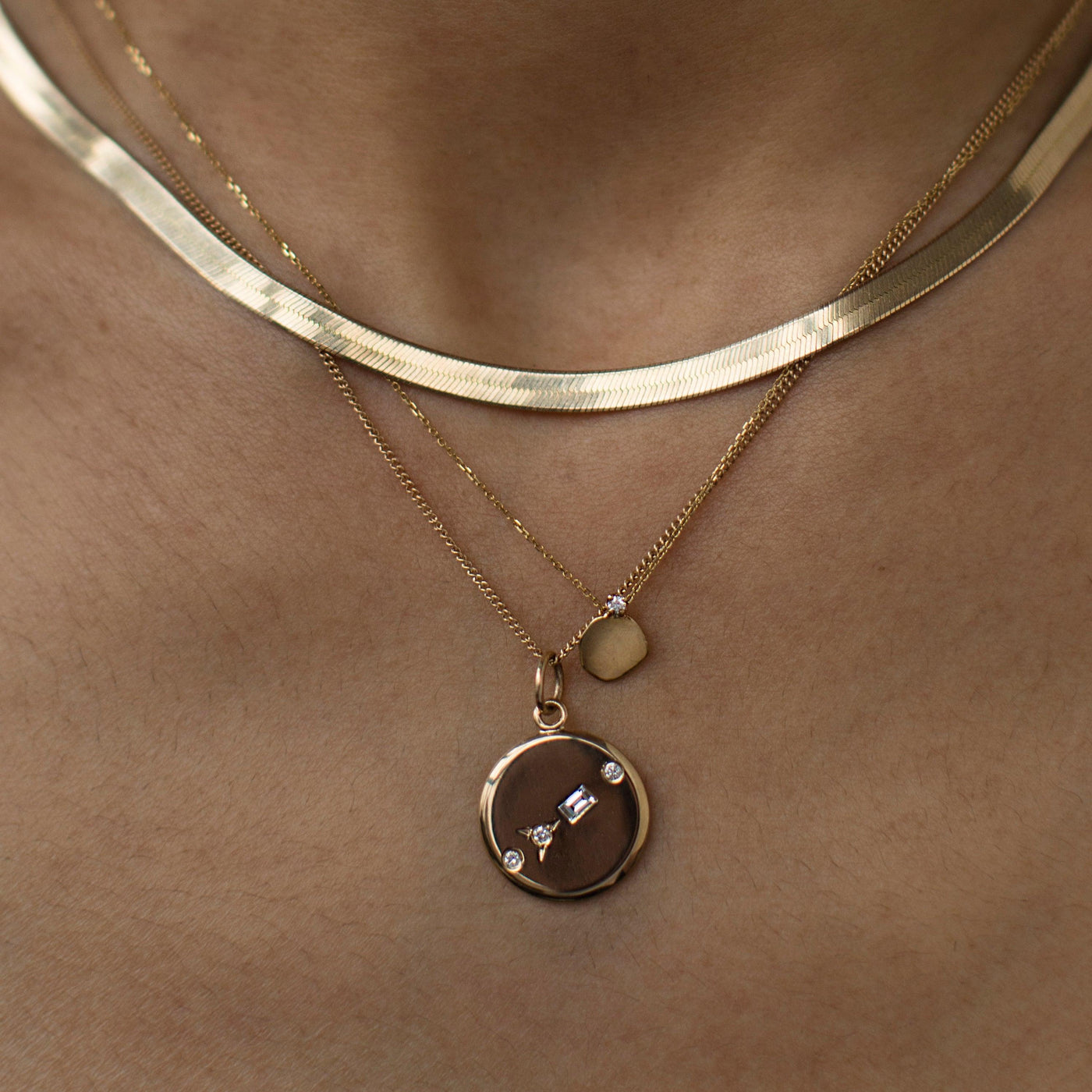 Small Medallion Baguette Necklace - WWAKE