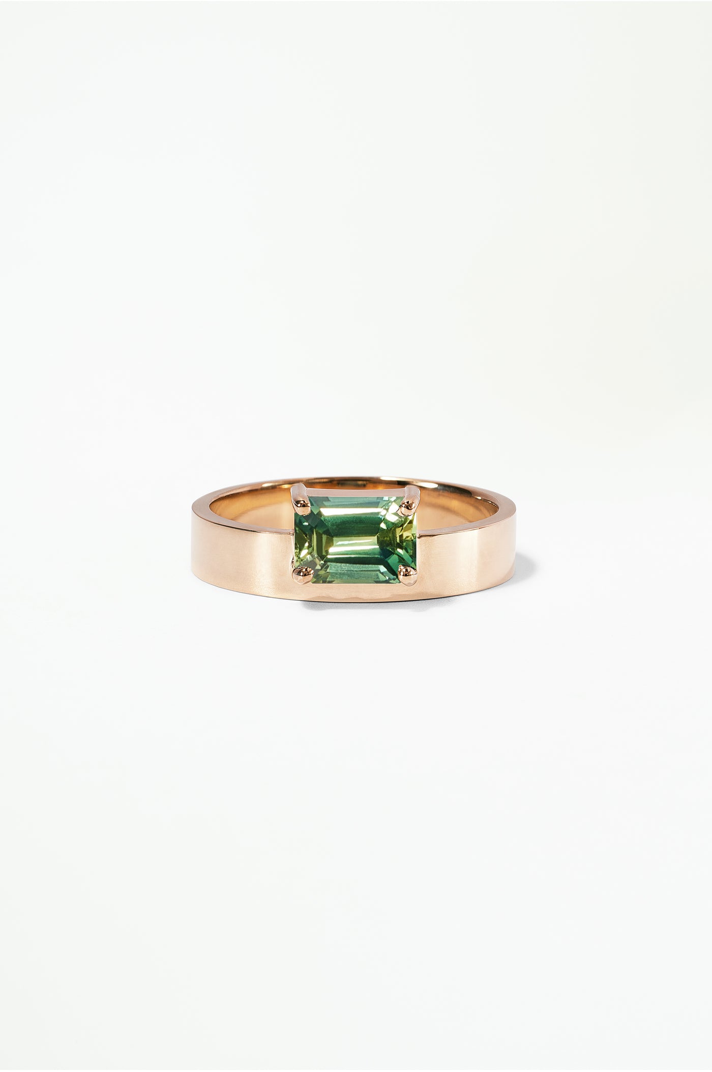 Large Horizontal Emerald Cut Sapphire Monolith Ring