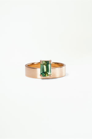 Large Vertical Emerald Cut Sapphire Monolith Ring
