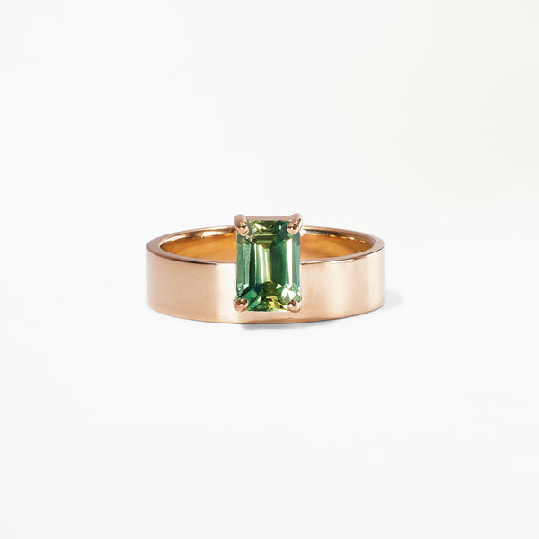Large Vertical Emerald Cut Sapphire Monolith Ring