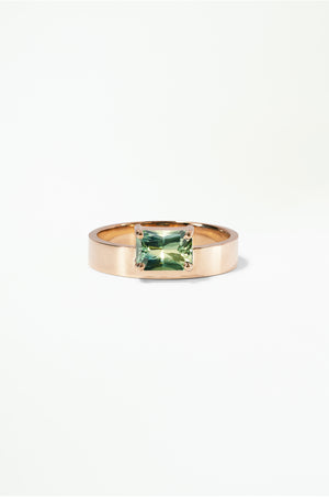Large Horizontal Emerald Cut Sapphire Monolith Ring
