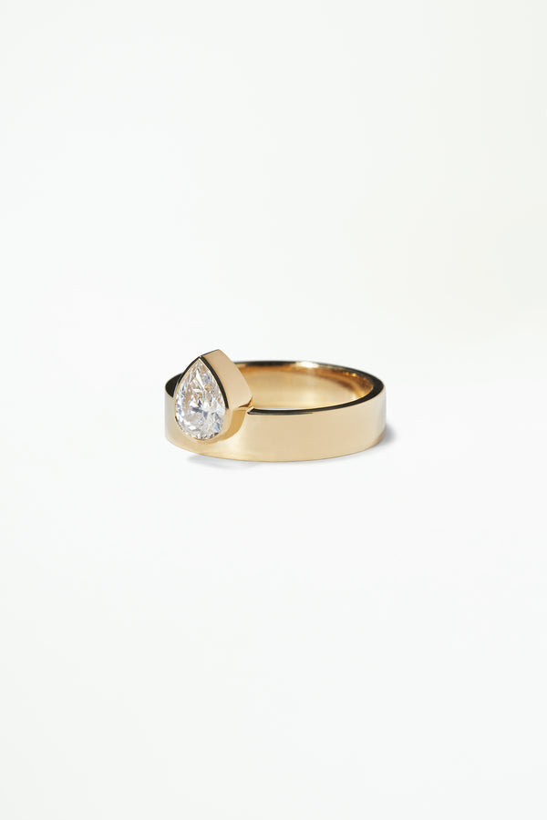 One of a Kind Pear Diamond Monolith Ring