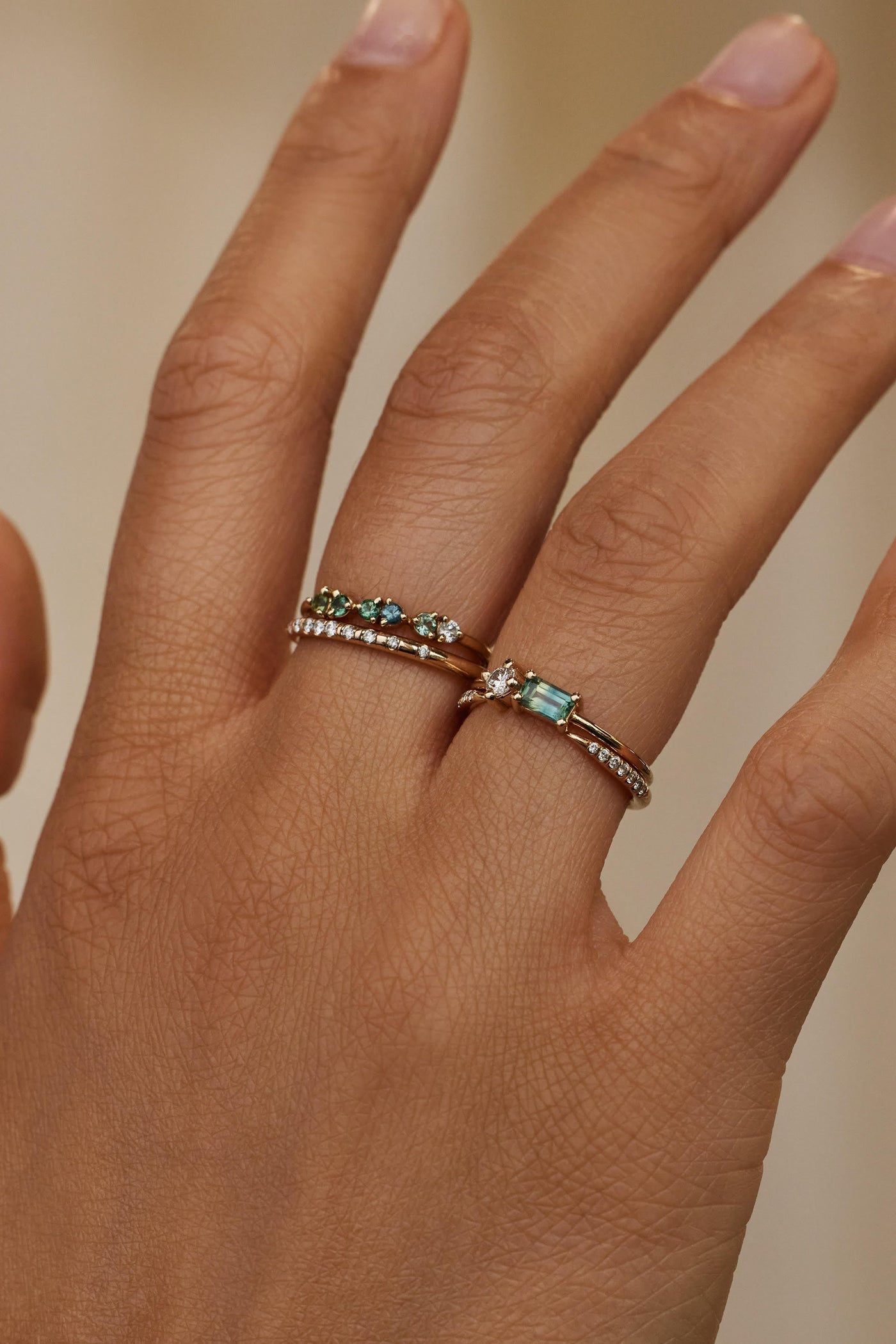 Emerald Cut Sapphire and Diamond Mosaic Ring No. 43